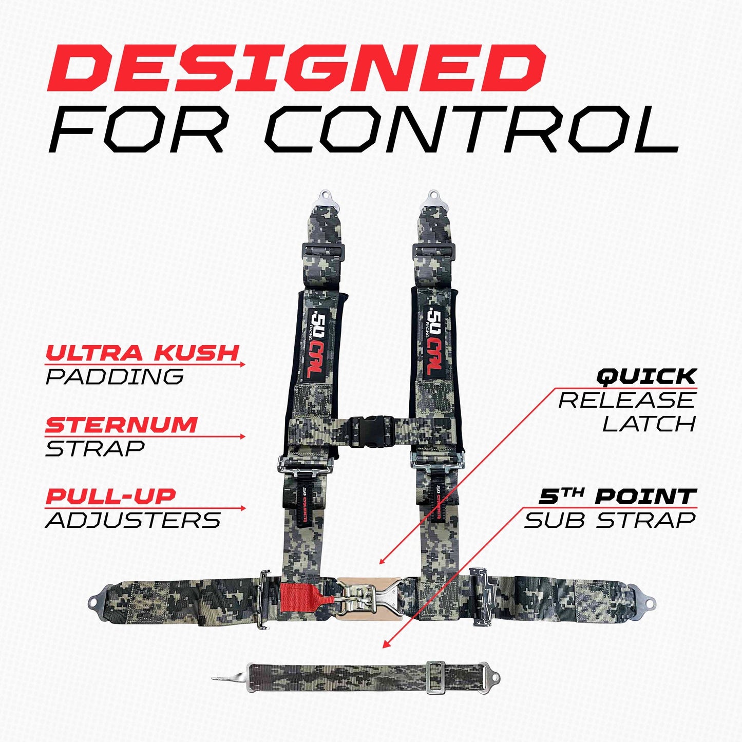 2" 5 point Harness 50 Caliber Racing Harness