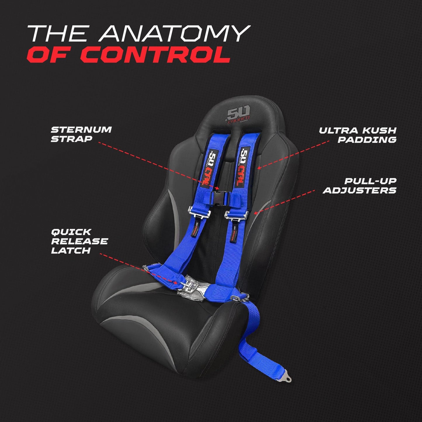 3" 4 point Harness Seat Belt 50 Caliber Racing