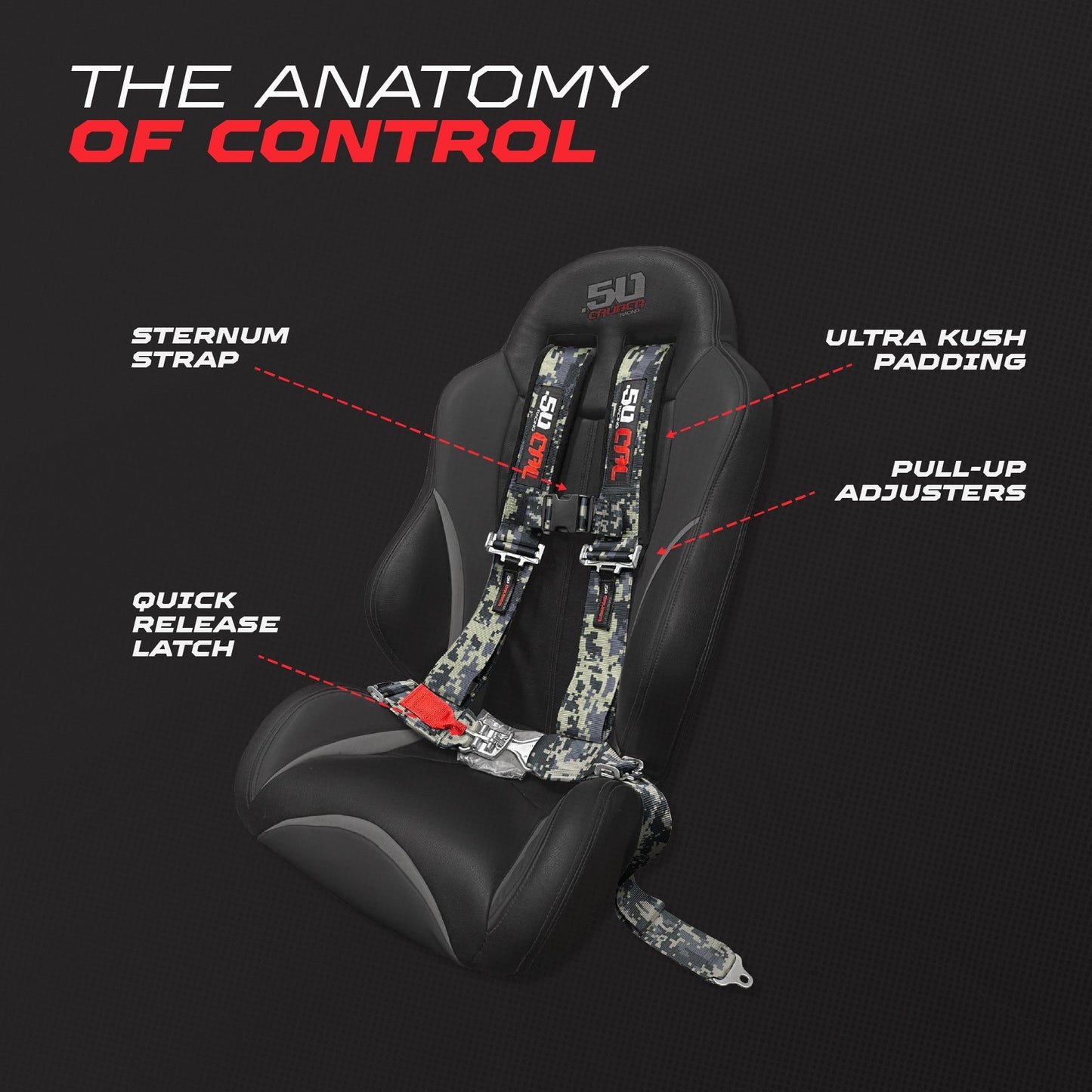 3" 4 point Harness Seat Belt 50 Caliber Racing