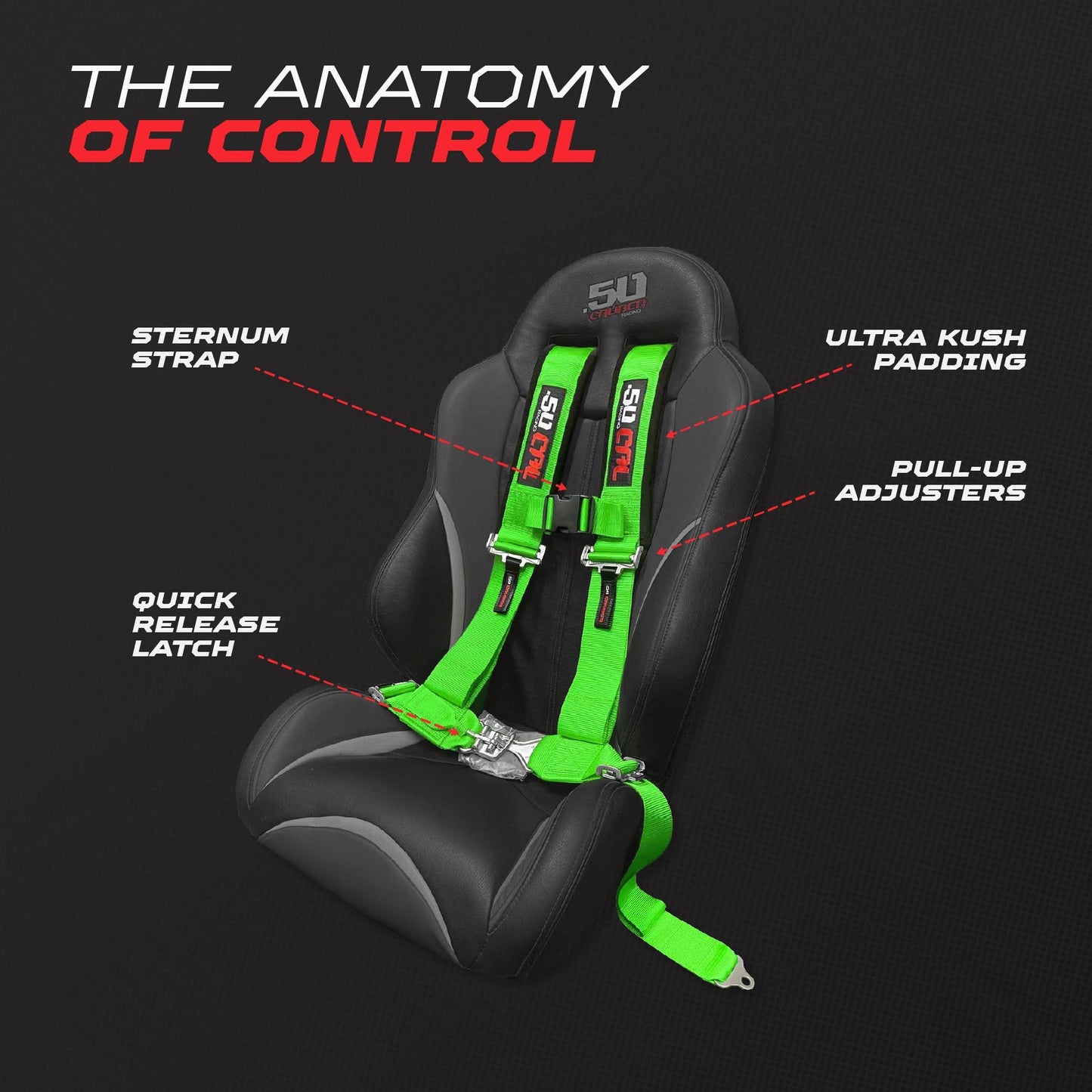 3" 4 point Harness Seat Belt 50 Caliber Racing