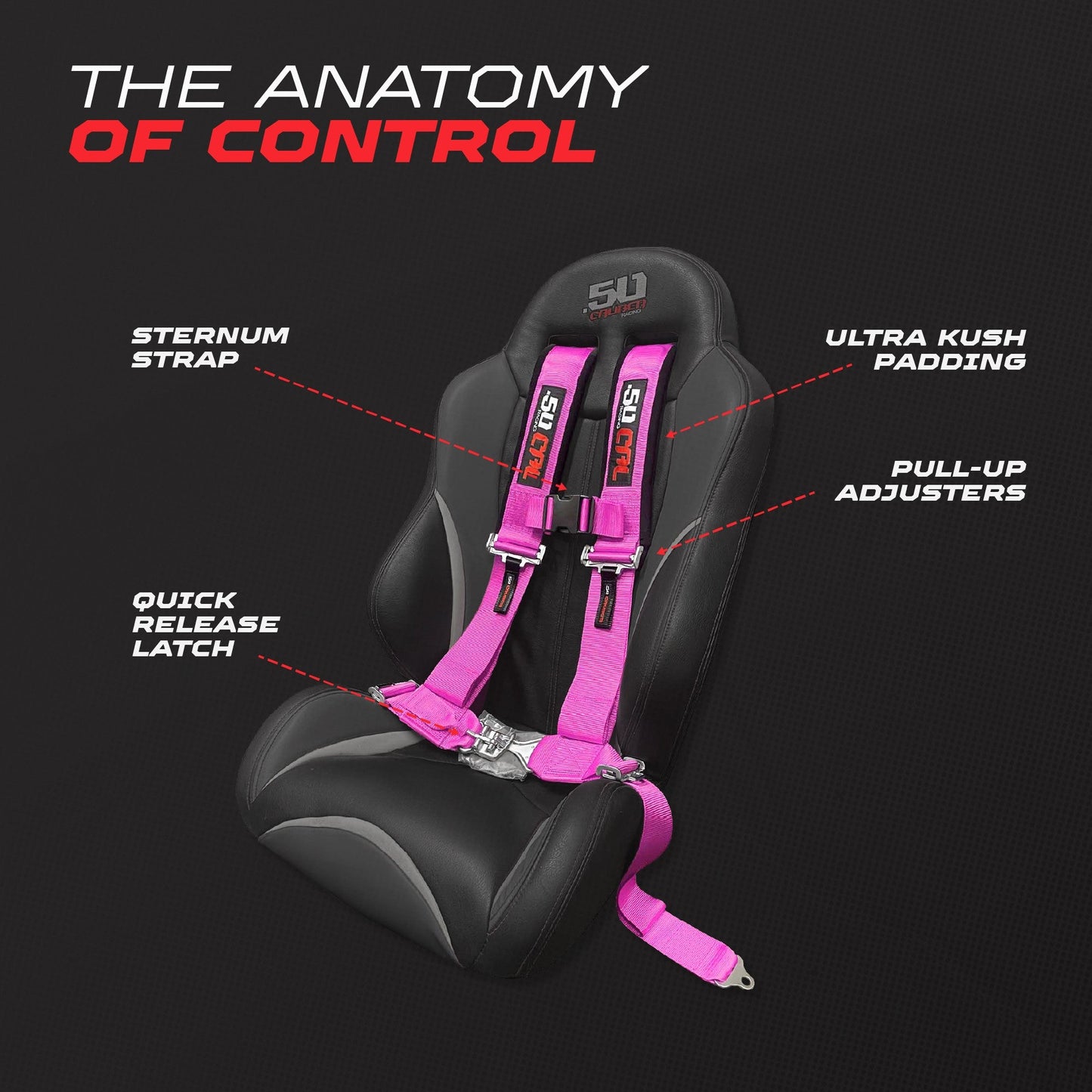 3" 4 point Harness Seat Belt 50 Caliber Racing