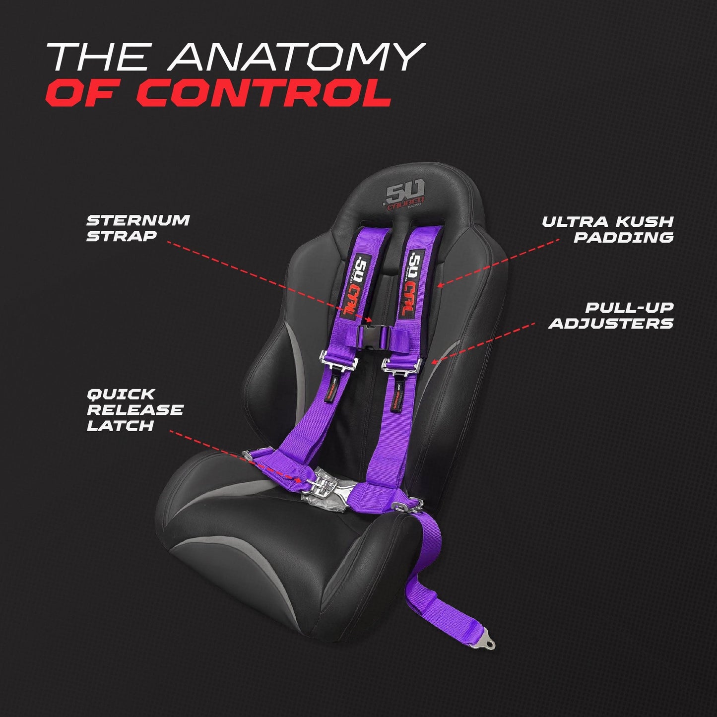 3" 4 point Harness Seat Belt 50 Caliber Racing