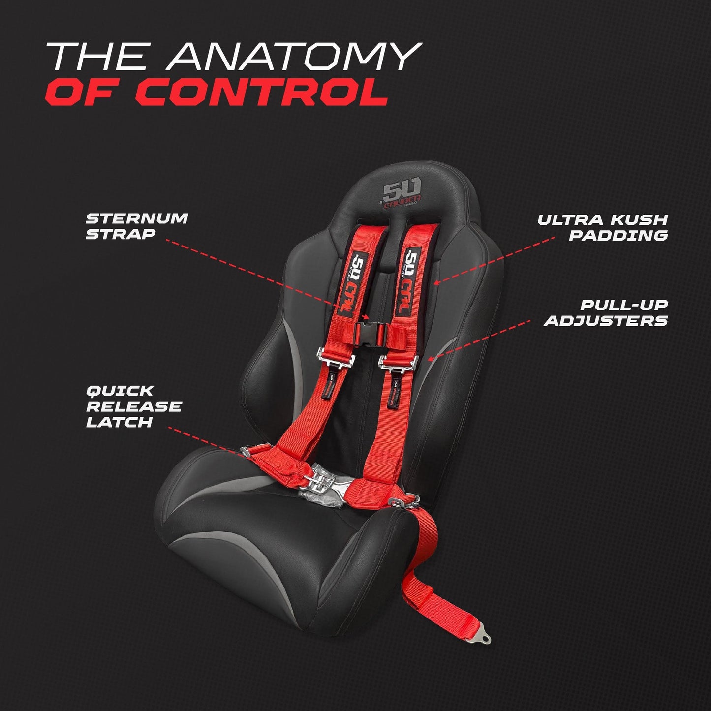 3" 4 point Harness Seat Belt 50 Caliber Racing