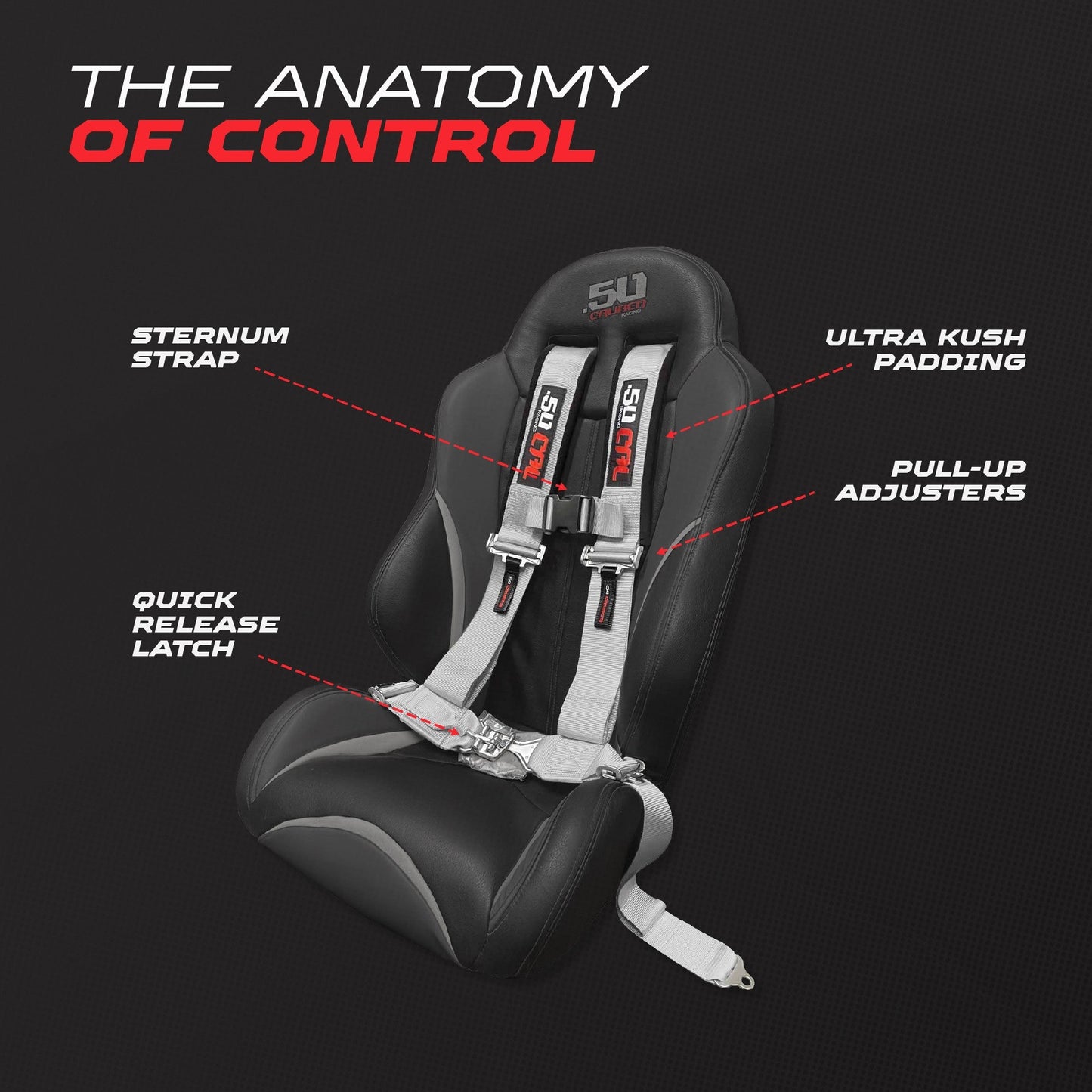 3" 4 point Harness Seat Belt 50 Caliber Racing
