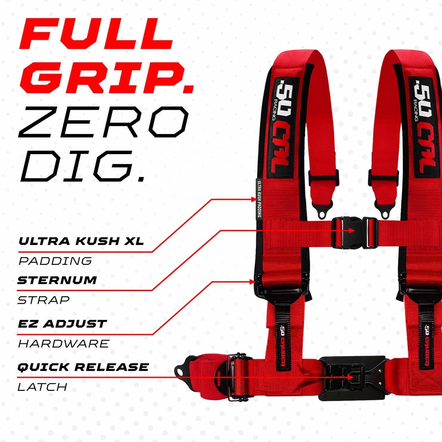 2" & 3" 4pt & 5pt Elite Series Race Latch "EZ" Adjust Harness