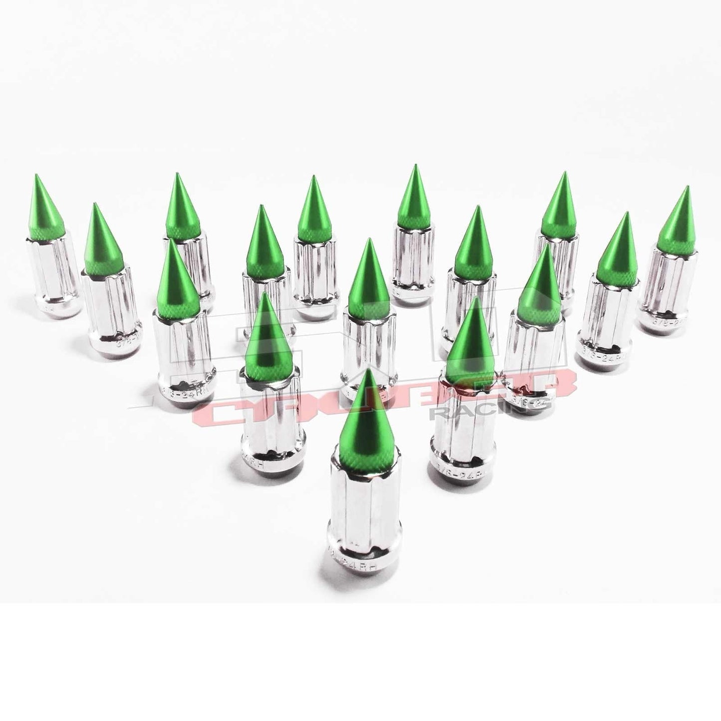 3/8 x 24 Chrome Spiked Lug Nuts Anodized - 16 Pack