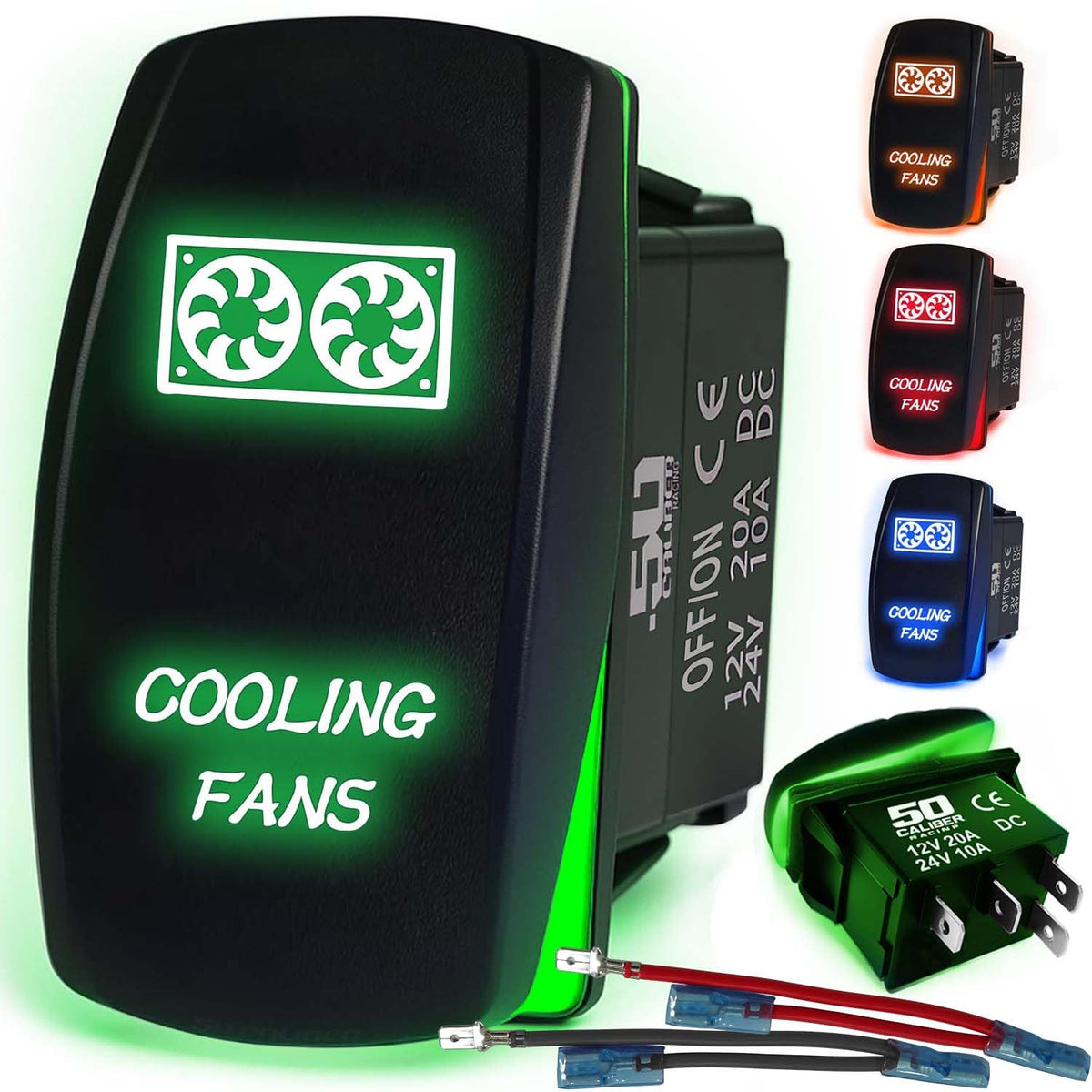 Waterproof Rocker Switch 12v ON/Off, LED Backlit with Etched Design w/Toggle Switch 12v - UTV, Auto, Boat 20A Variation