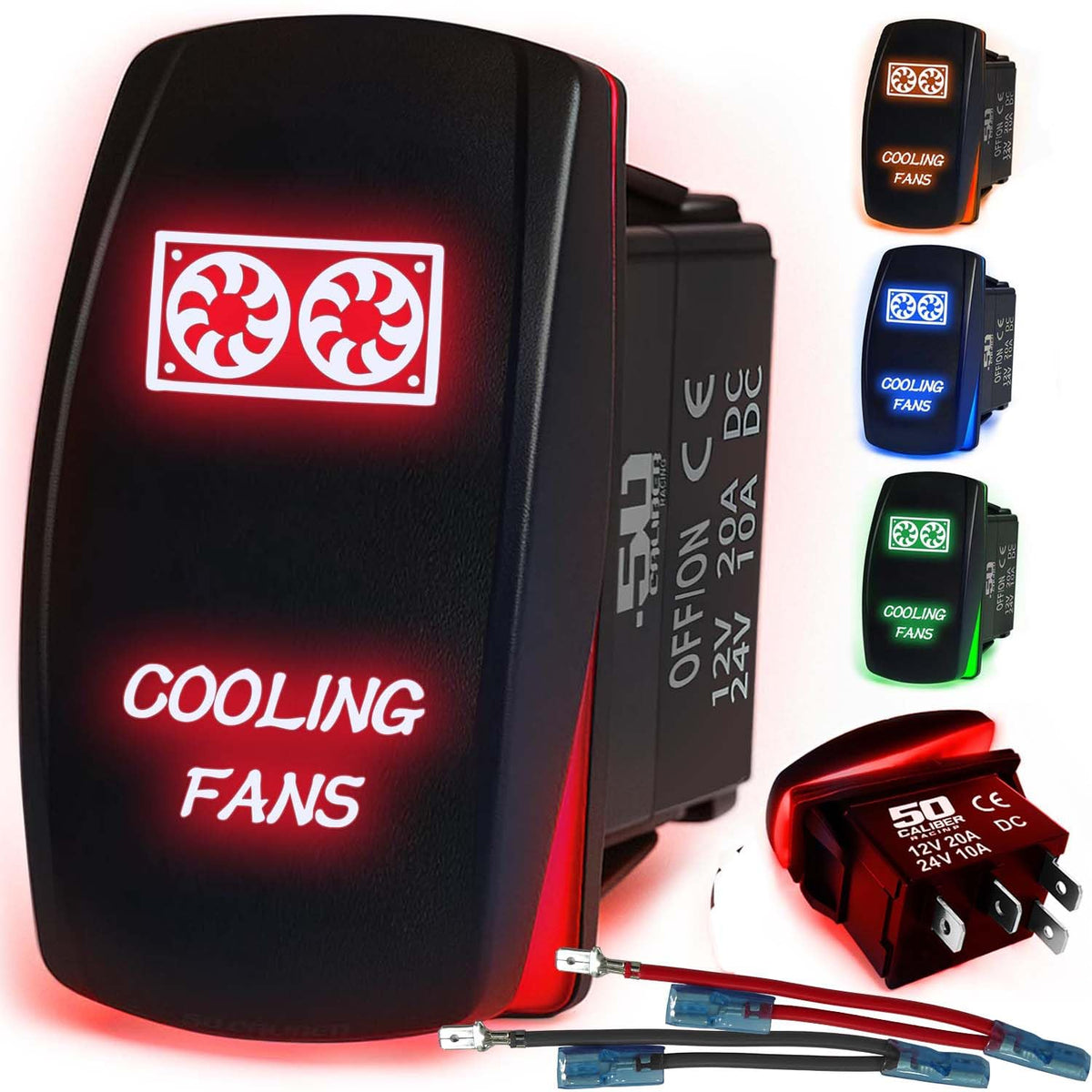 Waterproof Rocker Switch 12v ON/Off, LED Backlit with Etched Design w/Toggle Switch 12v - UTV, Auto, Boat 20A Variation