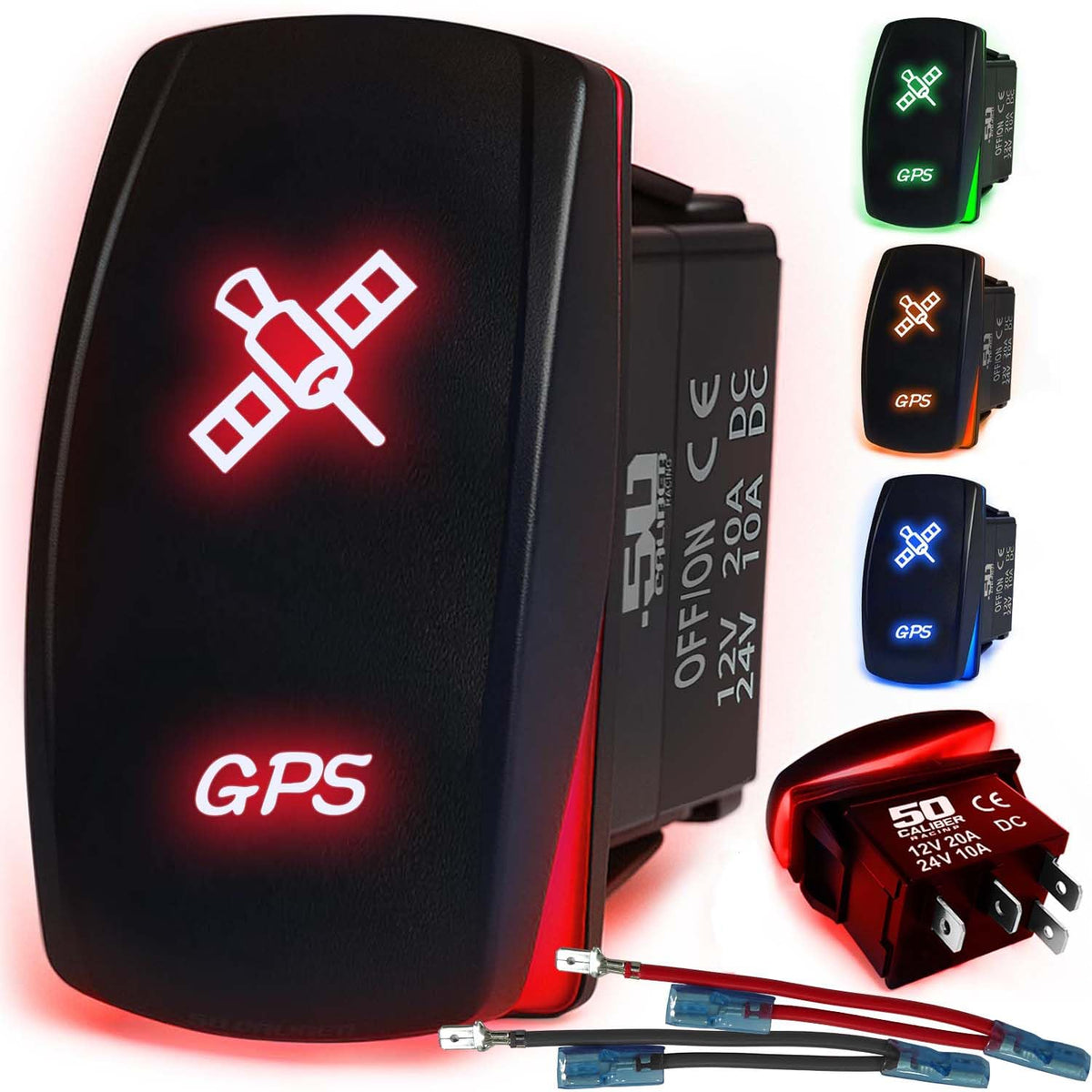 Waterproof Rocker Switch 12v ON/Off, LED Backlit with Etched Design w/Toggle Switch 12v - UTV, Auto, Boat 20A Variation
