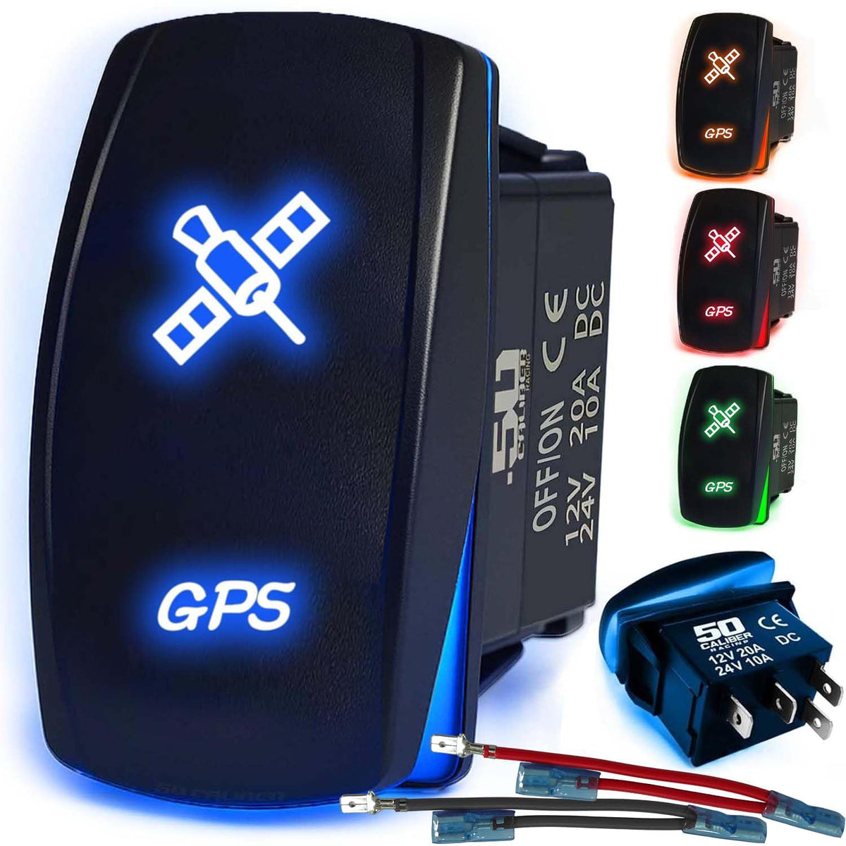 Waterproof Rocker Switch 12v ON/Off, LED Backlit with Etched Design w/Toggle Switch 12v - UTV, Auto, Boat 20A Variation