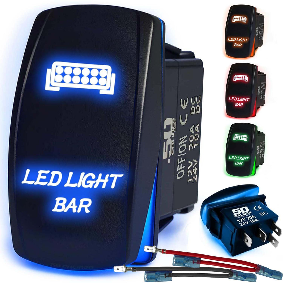 Waterproof Rocker Switch 12v ON/Off, LED Backlit with Etched Design w/Toggle Switch 12v - UTV, Auto, Boat 20A Variation