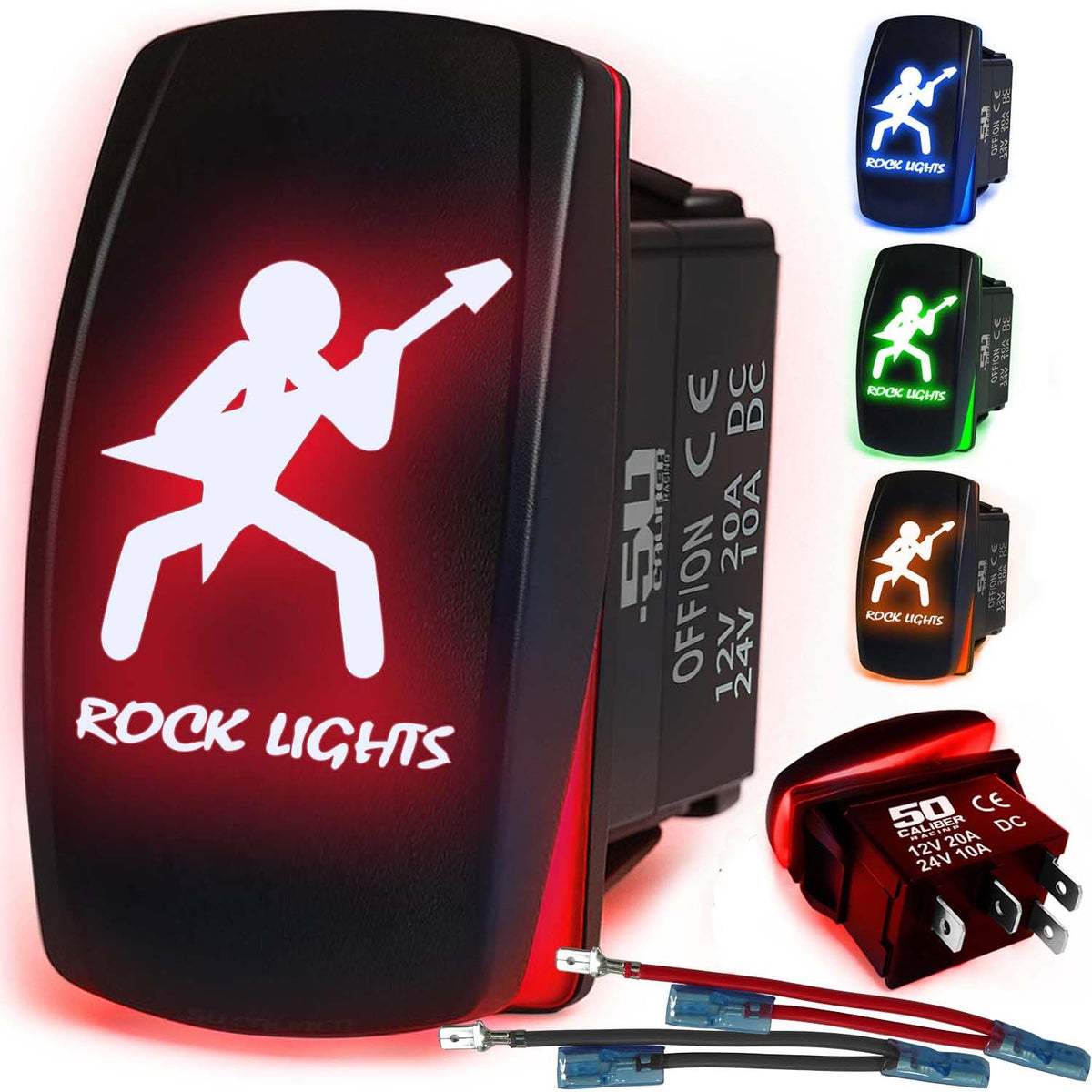 Waterproof Funny Rocker Switch 12v ON/Off, LED Backlit with Etched Design w/Toggle Switch 12v - UTV, Auto, Boat 20A Variation