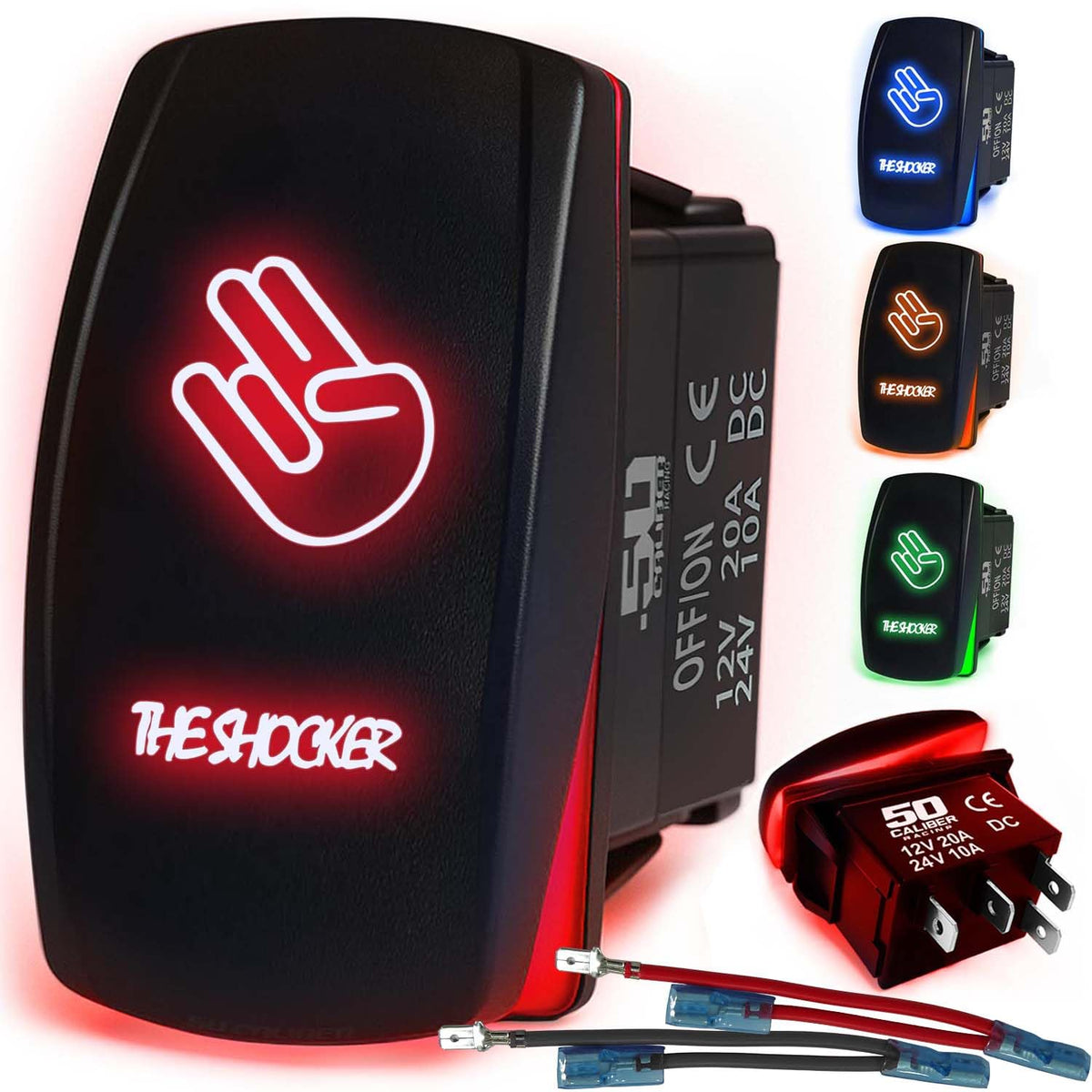 Waterproof Funny Rocker Switch 12v ON/Off, LED Backlit with Etched Design w/Toggle Switch 12v - UTV, Auto, Boat 20A Variation