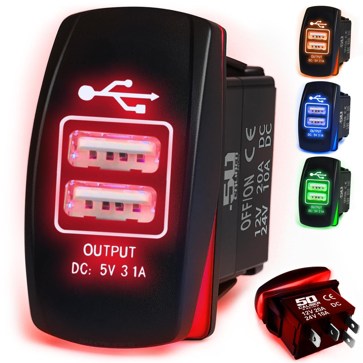 Waterproof Rocker Switch 12v ON/Off, LED Backlit with Etched Design w/Toggle Switch 12v - UTV, Auto, Boat 20A Variation