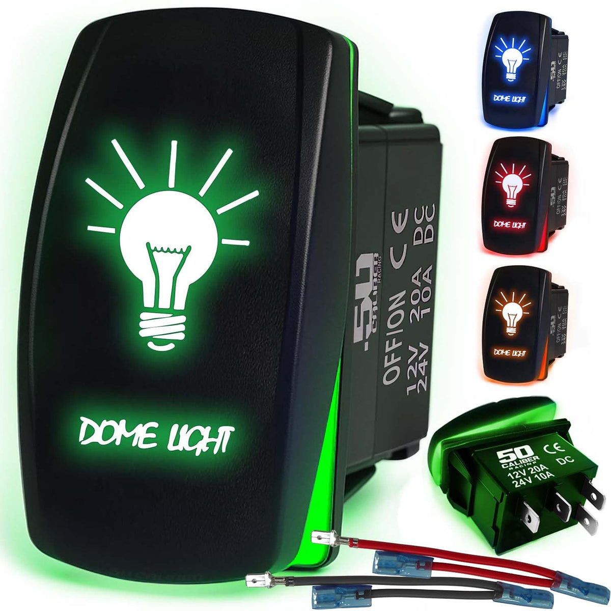Waterproof Rocker Switch 12v ON/Off, LED Backlit with Etched Design w/Toggle Switch 12v - UTV, Auto, Boat 20A Variation