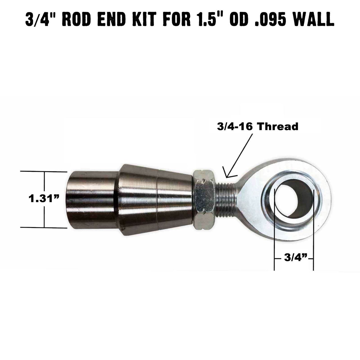 Single Joint Rod End - 3/4" Chromoly Heim - 1.5" OD Tubing