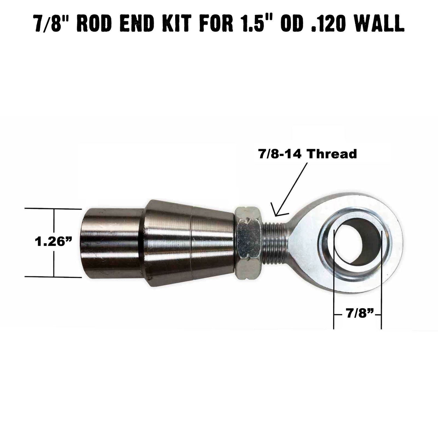 Single Joint Rod End - 7/8" Chromoly Heim - 1.5" OD Tubing