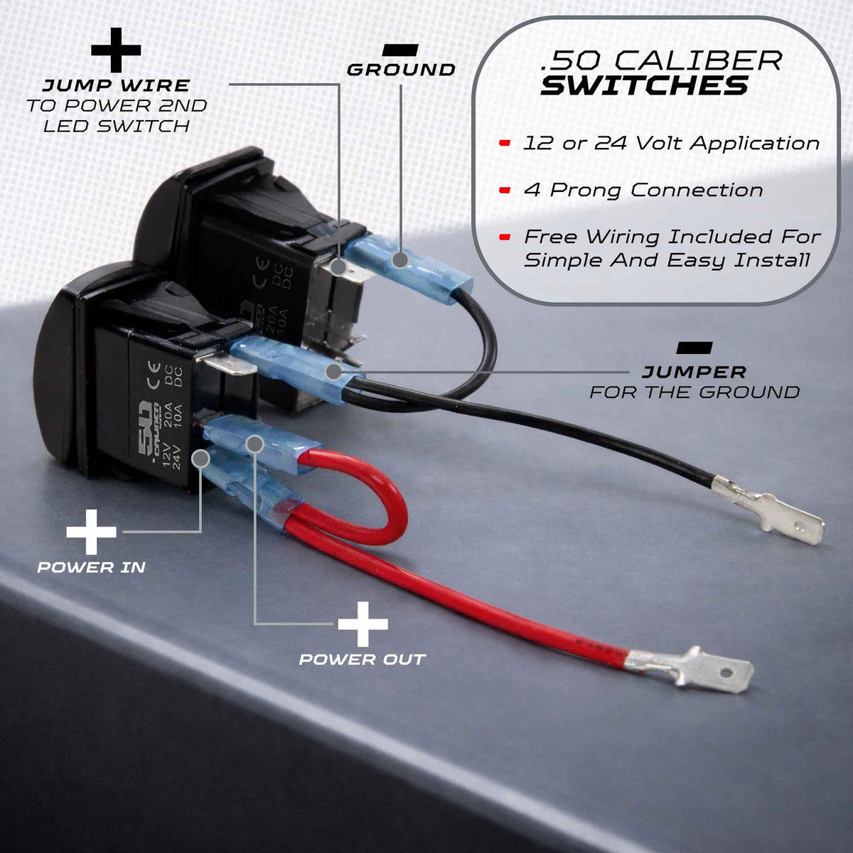 Waterproof Rocker Switch 12v ON/Off, LED Backlit with Etched Design w/Toggle Switch 12v - UTV, Auto, Boat 20A Variation