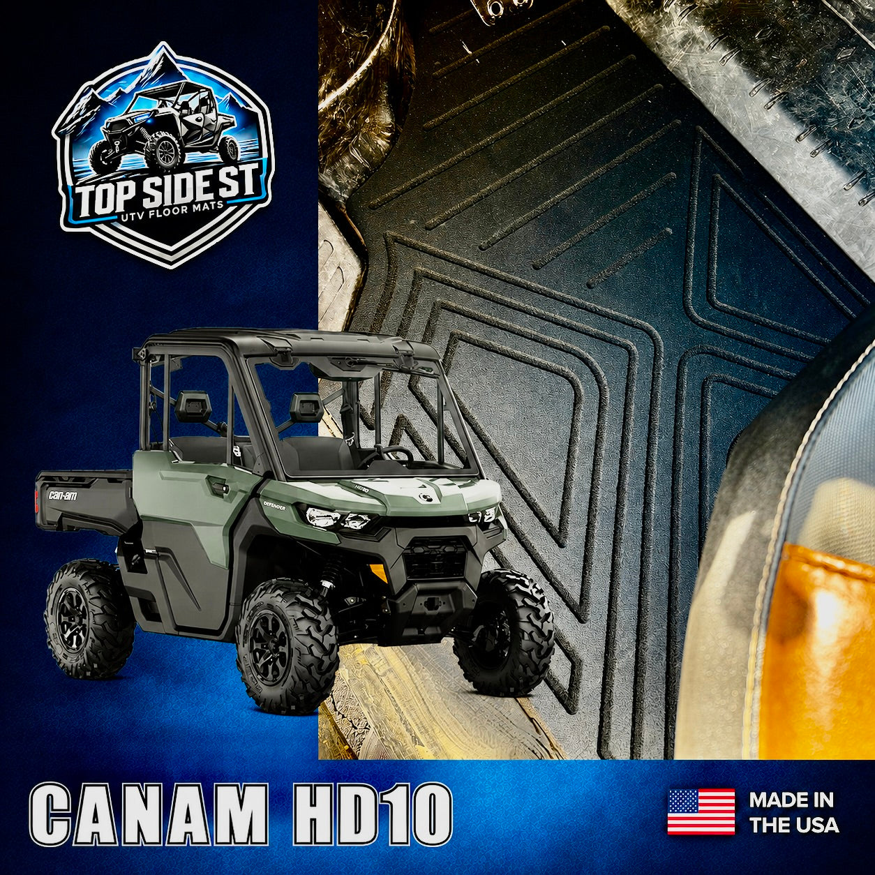 CAN-AM Defender HD10 HD 9mm Rubber Mats (2016 - current)