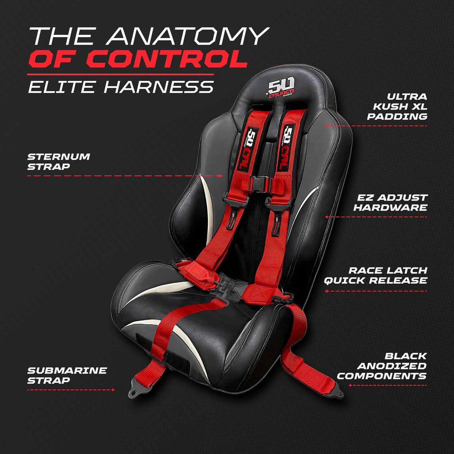 2" & 3" 4pt & 5pt Elite Series Race Latch "EZ" Adjust Harness
