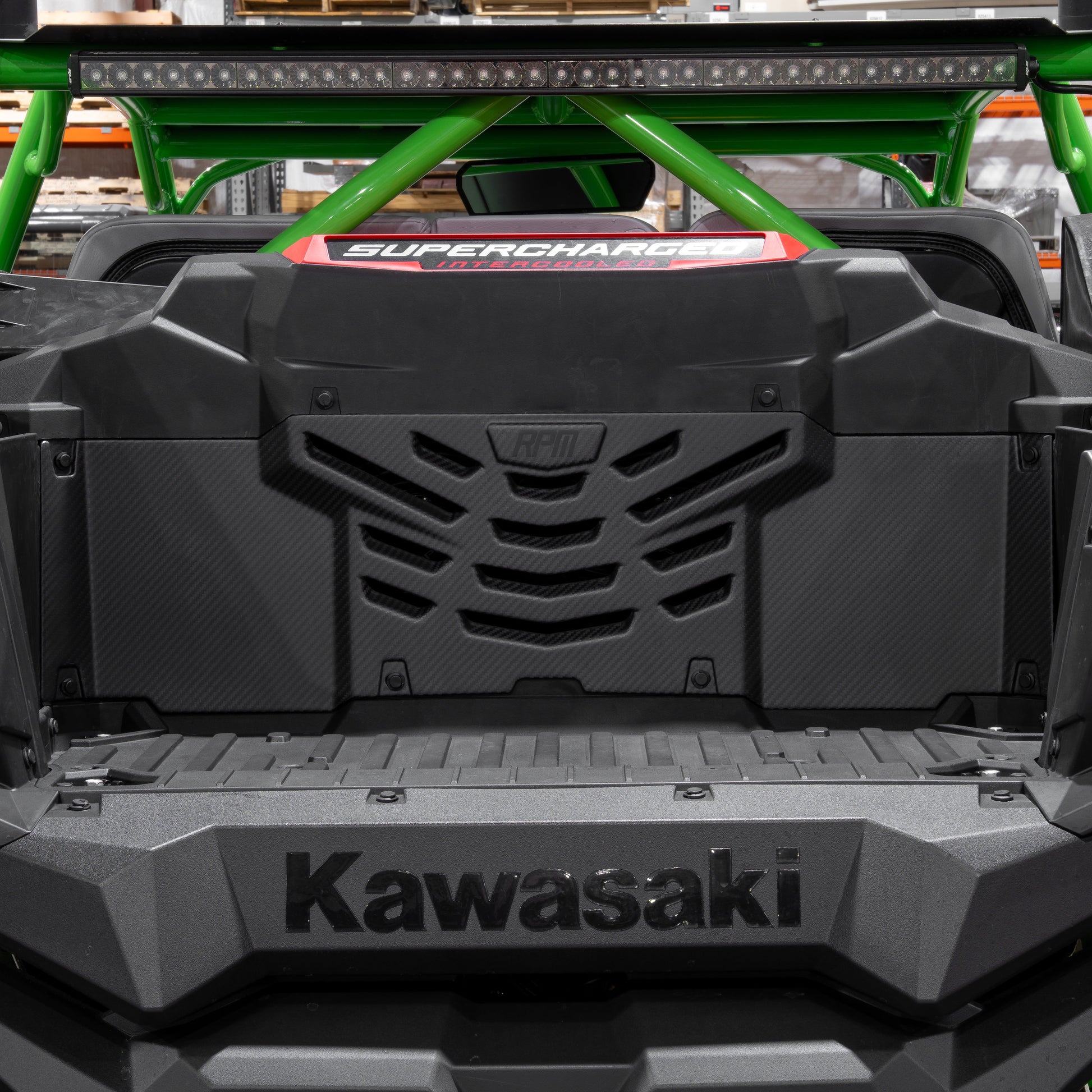 RPM Kawasaki H2 Carbon Fiber Louvered Cargo Cover Installed on Vehicle