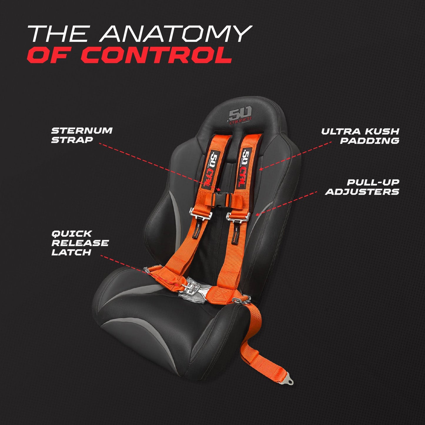 3" 4 point Harness Seat Belt 50 Caliber Racing